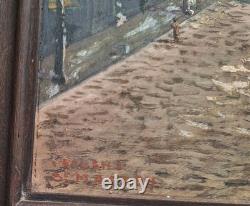 Old Oil Painting Landscape Church of Saint-Maclou in Rouen Signed B. LANGRUNE