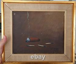 Old Oil Painting On Canvas Cigare Signed