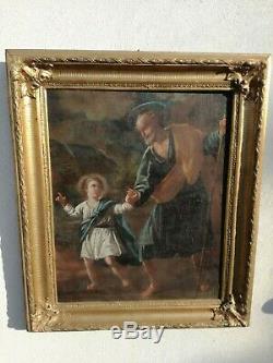 Old Oil Painting On Canvas Emiliana St. Joseph School Child Jesus XVIII