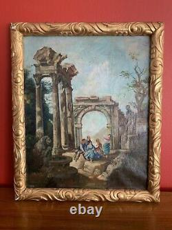 Old Oil Painting On Canvas Landscape XVIII Em Old Painting Antic Landscape