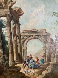 Old Oil Painting On Canvas Landscape XVIII Em Old Painting Antic Landscape