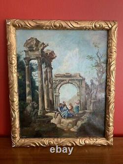 Old Oil Painting On Canvas Landscape XVIII Em Old Painting Antic Landscape