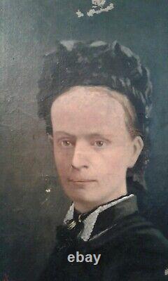 Old. Oil Painting On Canvas. Portrait Of The Lady In The Hair. 19th
