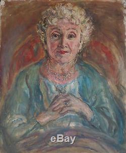 Old Oil Painting On Canvas / Portrait Of Woman / Fawn Fauvism Oil Painting