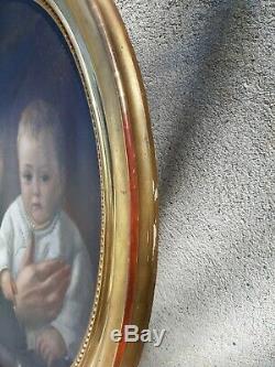 Old Oil Painting On Canvas Portrait Signed And Dated 1866 French Painting Hst