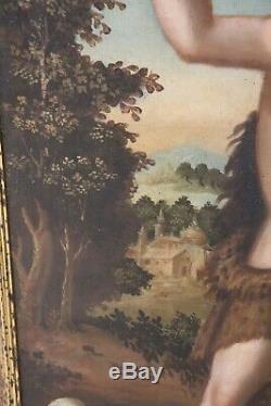 Old Oil Painting On Canvas San Giovannino 18th Century