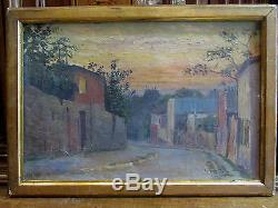 Old Oil Painting On Canvas Signed Framed The Slopes Of Montmartre Paris