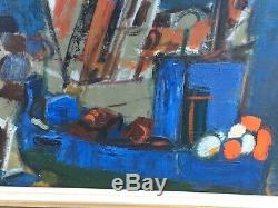 Old Oil Painting On Canvas Signed Quere Rene Dahut Breton Breast Painter Island