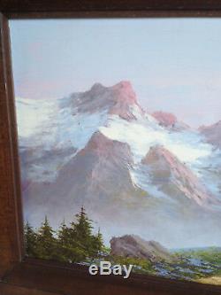 Old Oil Painting On Panel Astrid Walford Mountain Landscape Alpes Oisans