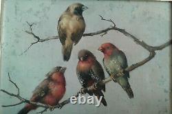 Old Oil Painting On Panel The 4 Birds Honoré Camos 1906-1991