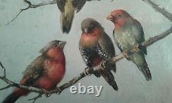 Old Oil Painting On Panel The 4 Birds Honoré Camos 1906-1991