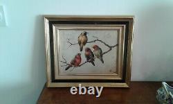 Old Oil Painting On Panel The 4 Birds Honoré Camos 1906-1991