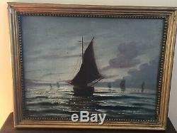 Old Oil Painting On Panel To Define (xixe-s) Lake Geneva In Lausanne