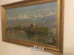 Old Oil Painting On Panels, Landscapes Of Winter, Mountain, Snow. Sign