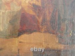 Old Oil Painting On Paper The Bath Of The 18th 18th 18th Century To Be Restored