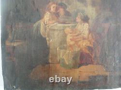 Old Oil Painting On Paper The Bath Of The 18th 18th 18th Century To Be Restored