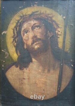 Old Oil Painting On Wood Jesus Christ