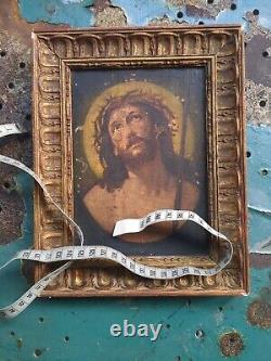 Old Oil Painting On Wood Jesus Christ