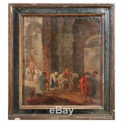 Old Oil Painting On Wood Of The Seventeenth Century With Old Frame