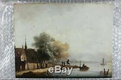 Old Oil Painting On Wood Original Nineteenth Century Flemish Landscape