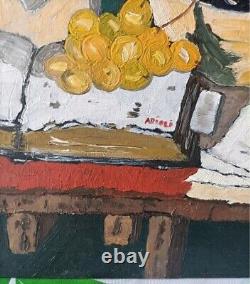 Old Oil Painting Still Life with Fruit Impressionist 20th Century