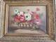 Old Oil Painting On Canvas, Framed, Brucy, 19th Century, Anemone Bouquet