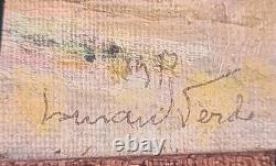 Old Oil Painting on Canvas Marine, BOATS Characters Signed on the Left