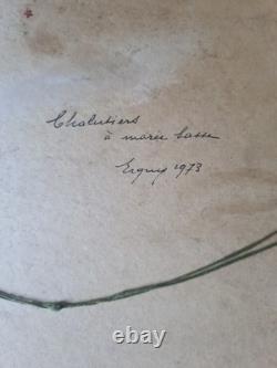 Old Oil Painting on Canvas Marine, BOATS Characters Signed on the Left