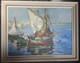 Old Oil Painting On Canvas Marine Fishing At Sea Signed E Lamy Framed