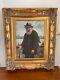 Old Oil Painting On Canvas Old Man Fisherman Framed In Gold Signed R Lanzi