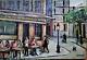 Old Oil Painting On Canvas Parisian View The Guinguette Signed 1950s