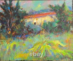 Old Oil Painting on Canvas Provençal Landscape Farm in Digne Robert Nyel