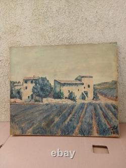 Old Oil Painting on Canvas Signed Guy Vidal Provencal Landscape