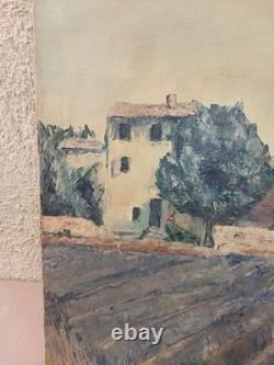 Old Oil Painting on Canvas Signed Guy Vidal Provencal Landscape