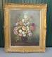 Old Oil Painting On Canvas Still Life Flower Bouquet Signed M. Reheiser