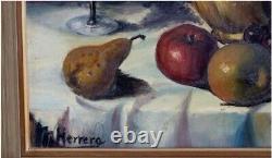 Old Oil Painting on Canvas Still Life Fruits 20th Century