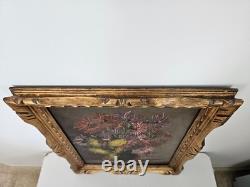 Old Oil Painting on Canvas Still Life with Bouquet Signed M. G.