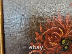 Old Oil Painting on Canvas Still Life with Bouquet Signed M. G.