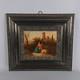 Old Oil Painting On Canvas Of Girls With Goat Landscape Castle 18th Century