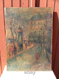 Old Oil Painting on Cardboard Parisian Scene Paris Signed Cini