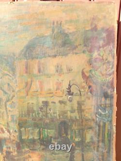 Old Oil Painting on Cardboard Parisian Scene Paris Signed Cini