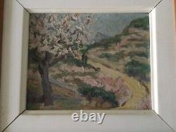 Old Oil Painting on Cardboard Signed Andree Bizet