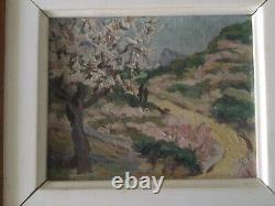 Old Oil Painting on Cardboard Signed Andree Bizet