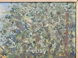 Old Oil Painting on Cardboard Signed G. M (Copy of Utrillo) Dated Easter 1958