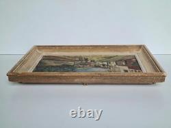 Old Oil Painting on Cardboard Signed G. M (Copy of Utrillo) Dated Easter 1958