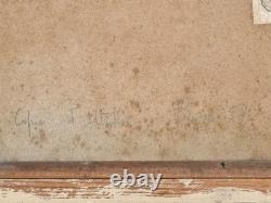 Old Oil Painting on Cardboard Signed G. M (Copy of Utrillo) Dated Easter 1958