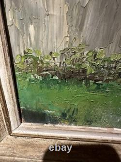 Old Oil Painting on Panel Apple Trees with Knife Flowers Unsigned Tree