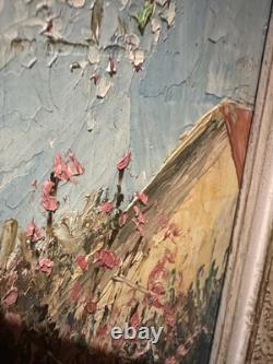 Old Oil Painting on Panel Apple Trees with Knife Flowers Unsigned Tree