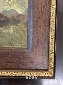 Old Oil Painting on Wood of a Woman in the Forest, Barbizon, Cheintreille, 19th Century