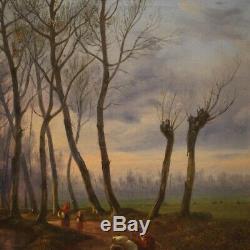 Old Oil Paintings On Canvas Landscape With Figures Under 800